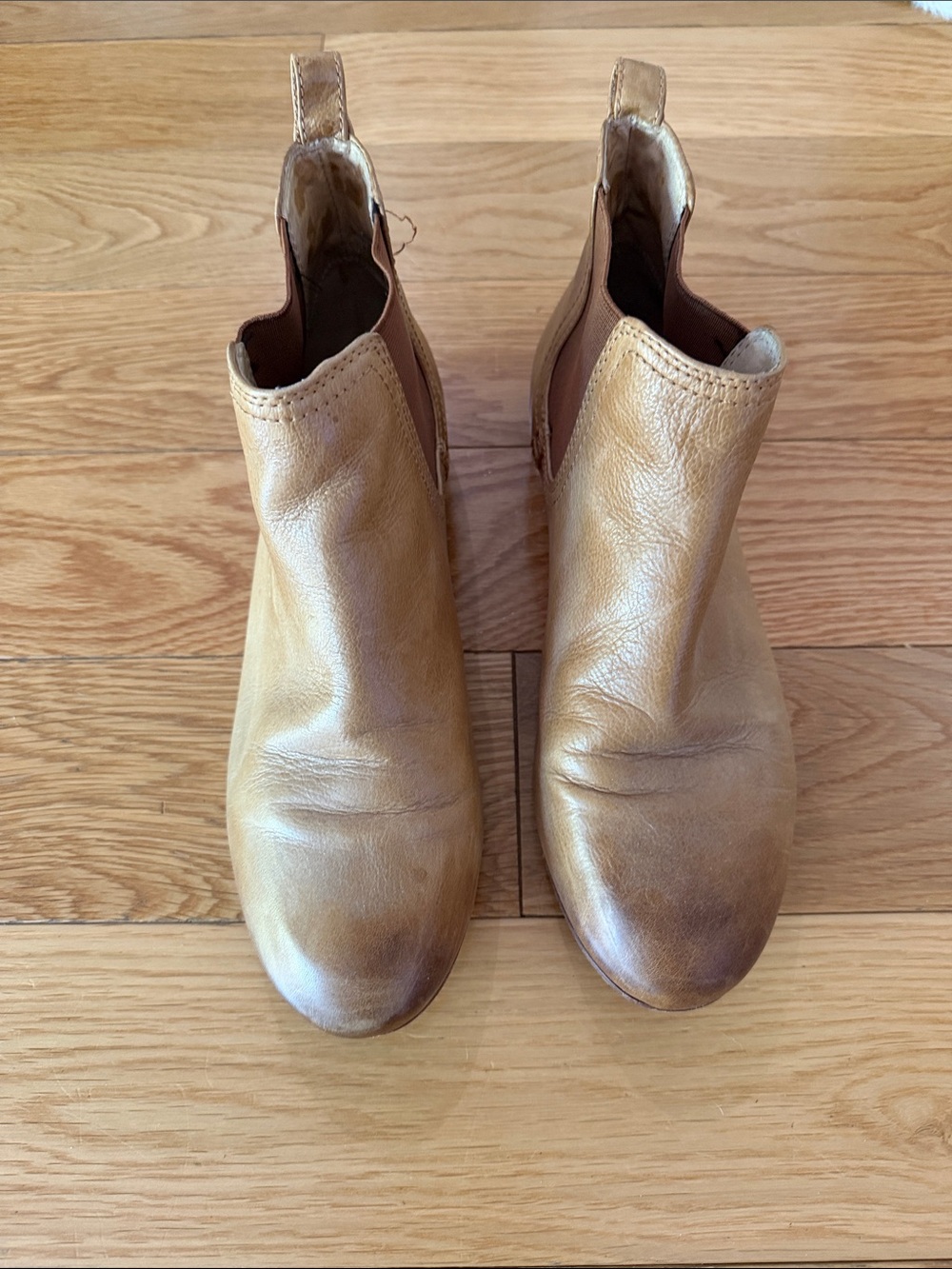 Frye Tan Leather Chelsea Ankle Booties